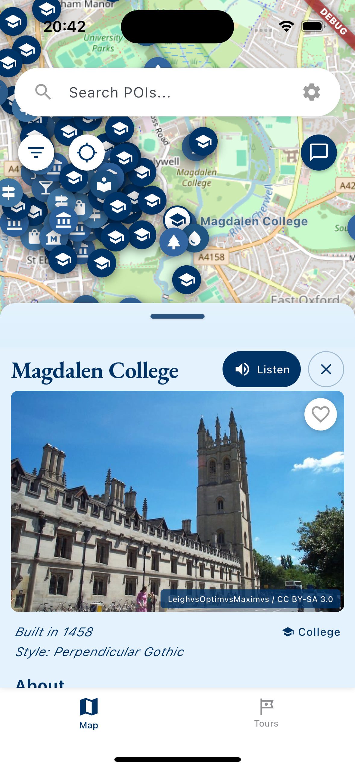 Oxford Guide App - POI Detail View